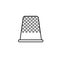 Black & white illustration of sewing finger thimble. Vector line