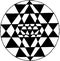 Black white illustration of Shri Yantra. Triangles and concentration. Tattoo idea.