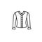 Black & white illustration of woman casual summer blouse. Women shirt with long sleeves, buttons & decorative neckband. Vector