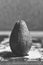 Black and white image, avocado, Ripe, close up, cutting board, d
