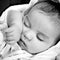 Black & white image of baby