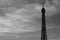 Black and white image of the Eiffel Tower