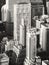 Black and white image of vintage skyscrapers in New York