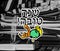 Black and white inscription Shana Tova Rosh Hashanah. doodle. Translated Hebrew Happy New Year. Shofar, honey, apple. sticker