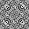 Black and white intersecting repeating circles of the template. Japanese style circles seamless