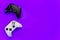 Black and white joystick on violet background