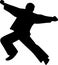 black and white of karate player on a white background, silhouette