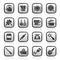 Black and white kitchen gadgets and equipment icons
