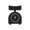 Black and white kitchen weighing-machine flat icon.