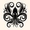 Black and White Kraken,Cthulhu,Octopus Silhouette Ornament Vector Art for Logo and Icon