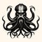 Black and White Kraken,Cthulhu,Octopus Silhouette Ornament Vector Art for Logo and Icon