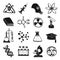 Black and white laboratory chemistry icon set
