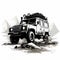 Black And White Land Rover Suv Vector Illustration