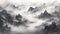 black and white landscape painting abstract texture background , grey scale watercolor