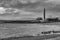 Black & White Largs Foreshore and the Pencil Monument Commemorating the Viking Battle of Largs in 1263