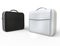Black and white leather business briefcase on white background