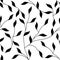 Black and White Leaves and Vines Seamless Repeating Vector Pattern