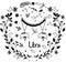 Black and white Libra Zodiac with a colorful wreath of leaves, flowers stars around. Astrological Libra zodiac perfect