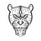 Black and white line art of Roaring Leopard head.