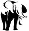 Black and white linear paint draw elephant illustration