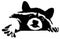 Black and white linear paint draw raccoon illustration