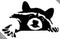 Black and white linear paint draw raccoon vector illustration