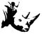 Black and white linear paint draw rhino illustration
