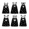 Black and white llamas collection. Cute alpacas faces set