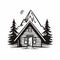 Black And White Log Cabin Logo: Simple, Bold, Clean Vector Art