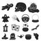 Black and white magic black icons in set collection