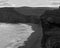 Black and white magic iceland landscape with lava sand beach an