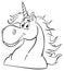 Black And White Magic Unicorn Head Classic Cartoon Character.
