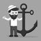 Black and white male sailor holding a anchor