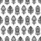 Black and white mandala feathers seamless pattern for print