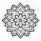 Black And White Mandala Flower: Stenciled Iconography On White Background