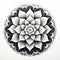 Black And White Mandala: Serene Flower In Anamorphic Art Style