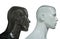 Black and white mannequins bust profile