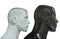 Black and white mannequins bust profile