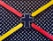 This black white modern view shows a cross in the center with crisscross bright pointers in yellow & red.