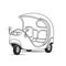 Black and white modified three wheeler