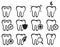 Black and White Molar Teeth Vector Icon Set