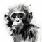 Black And White Monkey: Conceptual Digital Art With Minimalist Strokes