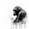 Black And White Monkey In Minimalist Style