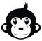 Black and White Monkey Outline with Clipping Path Around Black Isolated on White