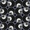 Black and white monochrome background with circle elements, elegant timeless simple geometric seamless patterns