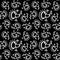 Black white monochrome doodle alien frog seamless pattern vector