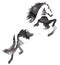 Black and white monochrome painting with water and ink draw horse illustration