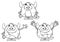 Black And White Monster Cartoon Emoji Character. Collection