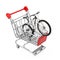 Black and White Mountain Bike in Shopping Cart Trolley. 3d Rendering