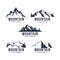 Black and White Mountain Explorer Adventure Badge Logo, Sign, Icon Vector Design Set, Collection